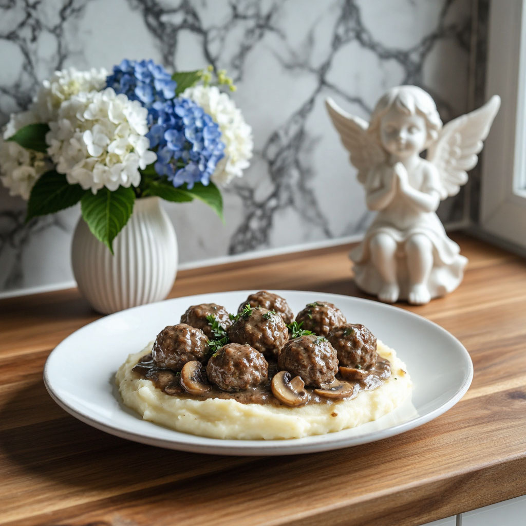 Фрикадельки в сливочно-грибном соусе