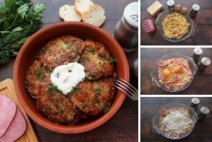 Картофельные драники с ветчиной и сыром